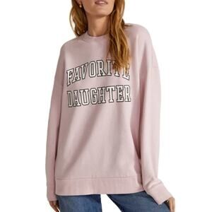 Favorite Daughter Light Pink Collegiate Cotton Graphic Sweatshirt Womens Small